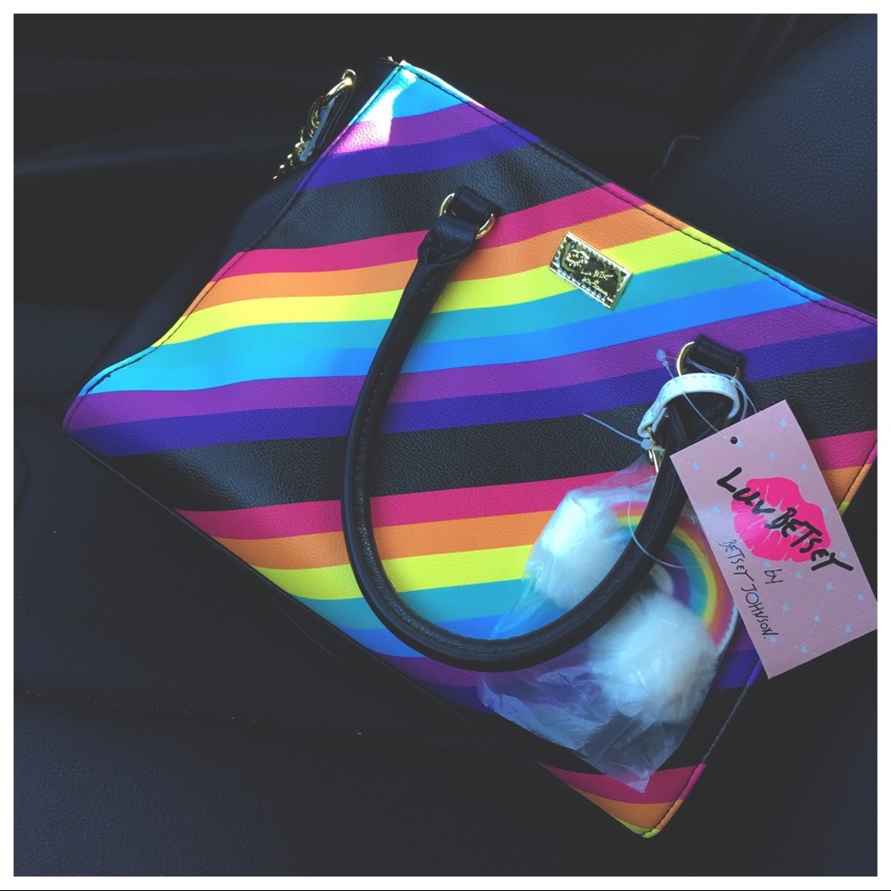 Betsey Johnson Rainbow Stripe Tote Bag